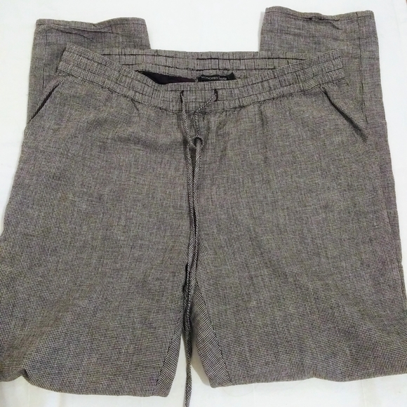 Linen-cotton mix, elastic-waist band casual pants - Picture 2 of 8